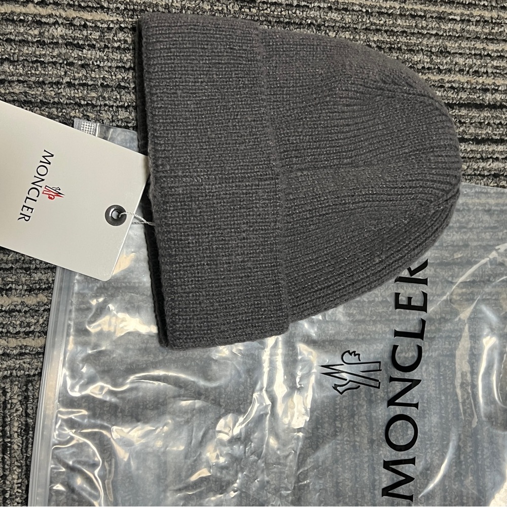 Moncler Charcoal Knit Beanie - Picture 2 of 4